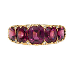 Antique garnet and diamond half-hoop ring
