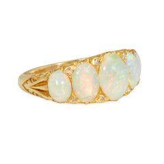 Antique graduated opal half-hoop ring