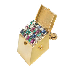Mid-Century multi-gem treasure chest brooch