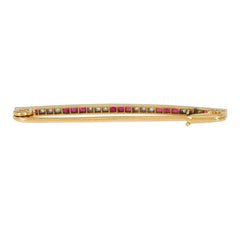 Lacloche, Paris Edwardian diamond, ruby, and gold safety pin brooch