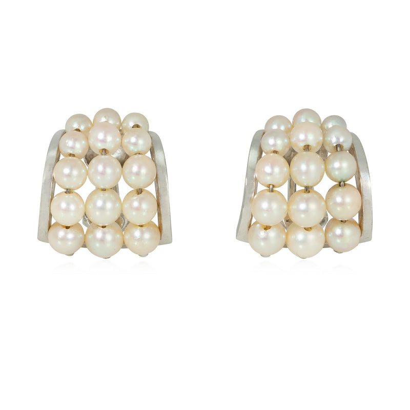 Boivin, Paris pearl and white gold hoop earrings