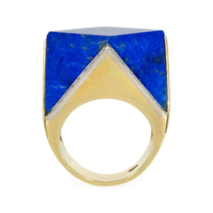 Mid-Century geometric lapis ring