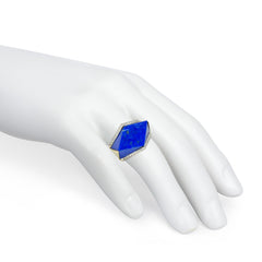 Mid-Century geometric lapis ring