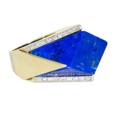 Mid-Century geometric lapis ring