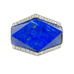 Mid-Century geometric lapis ring