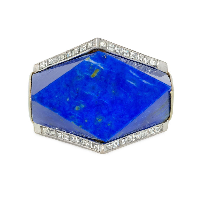 Mid-Century geometric lapis ring