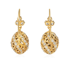 Antique gold and diamond bead earrings