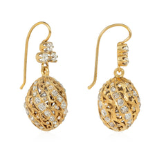 Antique gold and diamond bead earrings