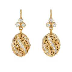 Antique gold and diamond bead earrings