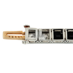 Oscar Heyman Art Deco French-cut onyx and diamond line bracelet