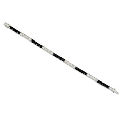 Oscar Heyman Art Deco French-cut onyx and diamond line bracelet