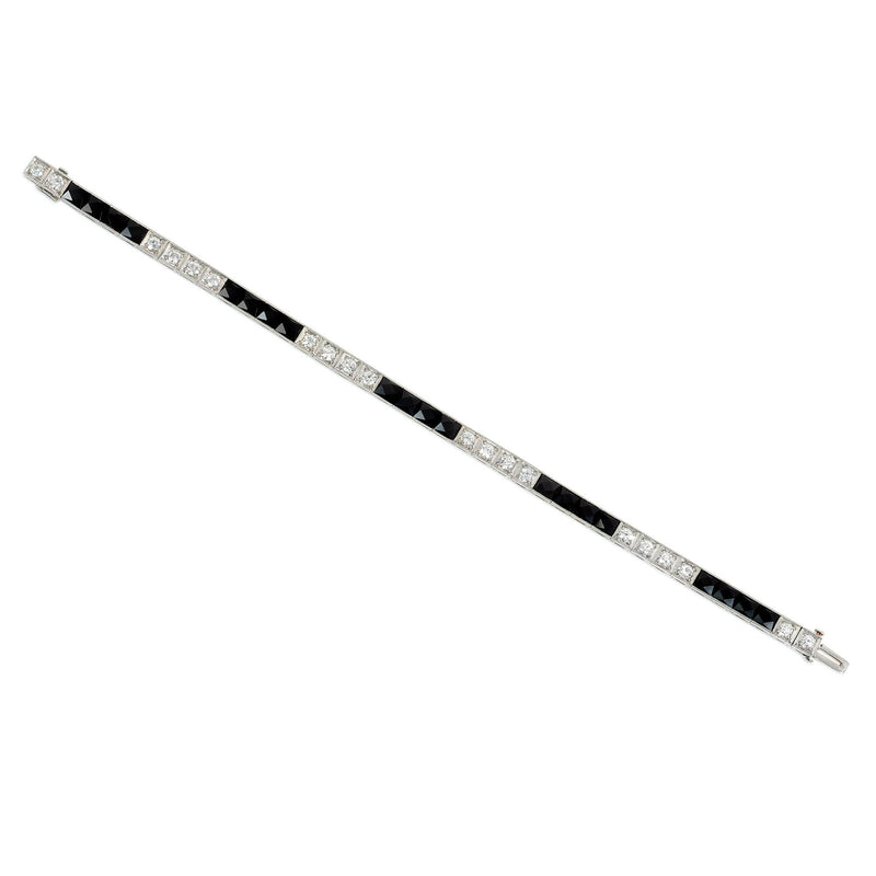 Oscar Heyman Art Deco French-cut onyx and diamond line bracelet