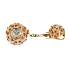 Van Cleef & Arpels, Paris Retro gold and ruby lapel watch