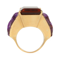 Retro citrine and amethyst cocktail ring