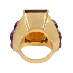 Retro citrine and amethyst cocktail ring