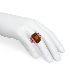 Retro citrine and amethyst cocktail ring