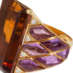 Retro citrine and amethyst cocktail ring