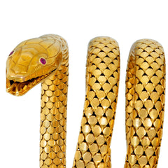 Antique French gold and ruby snake bracelet