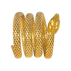 Antique French gold and ruby snake bracelet
