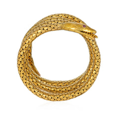 Antique French gold and ruby snake bracelet