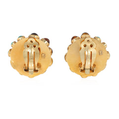 Mid-Century gold domed multi-gem earrings