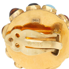 Mid-Century gold domed multi-gem earrings