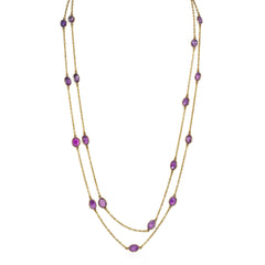 Antique gold and amethyst station chain