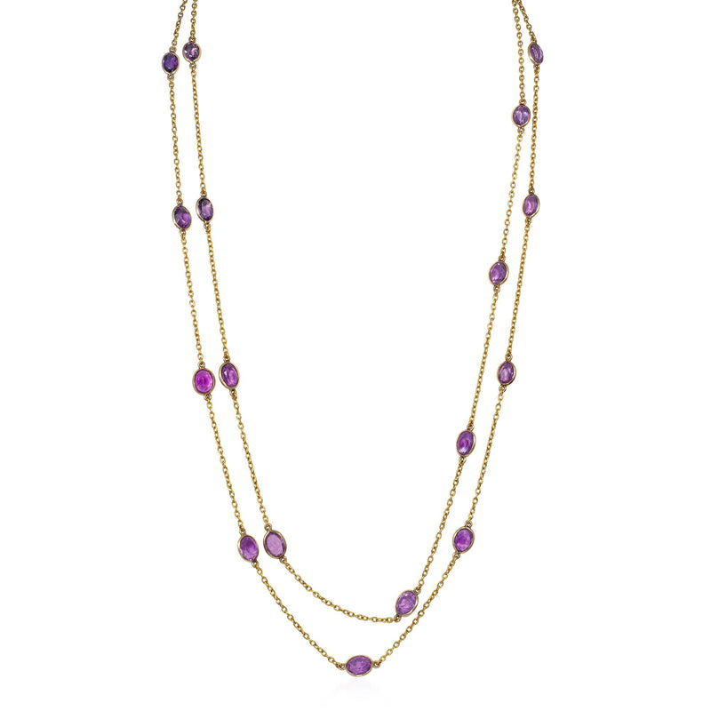 Antique gold and amethyst station chain