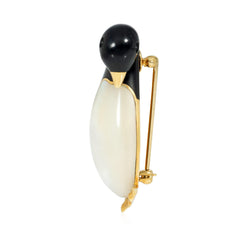 Tiffany black jade and mother of pearl penguin pin