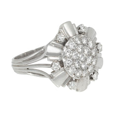 Retro French diamond sunburst ring