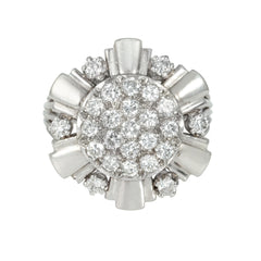 Retro French diamond sunburst ring