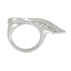 Italian white gold stylized wave ring