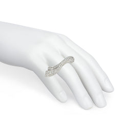 Italian white gold stylized wave ring