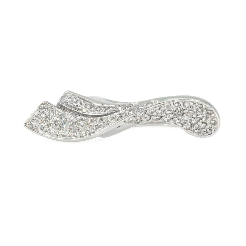 Italian white gold stylized wave ring
