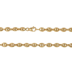French gold puffy coffee bean link necklace