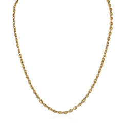 French gold puffy coffee bean link necklace