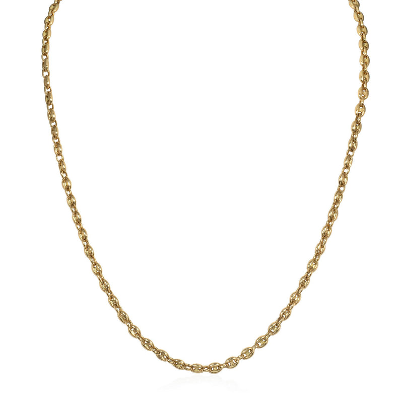 French gold puffy coffee bean link necklace