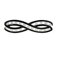 An Art Deco enamel and diamond infinity brooch