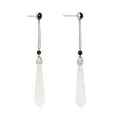 Art Deco onyx, diamond, and crystal pendant earrings