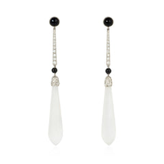 Art Deco onyx, diamond, and crystal pendant earrings