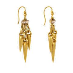 Antique French gold and pearl girandole earrings