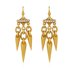 Antique French gold and pearl girandole earrings