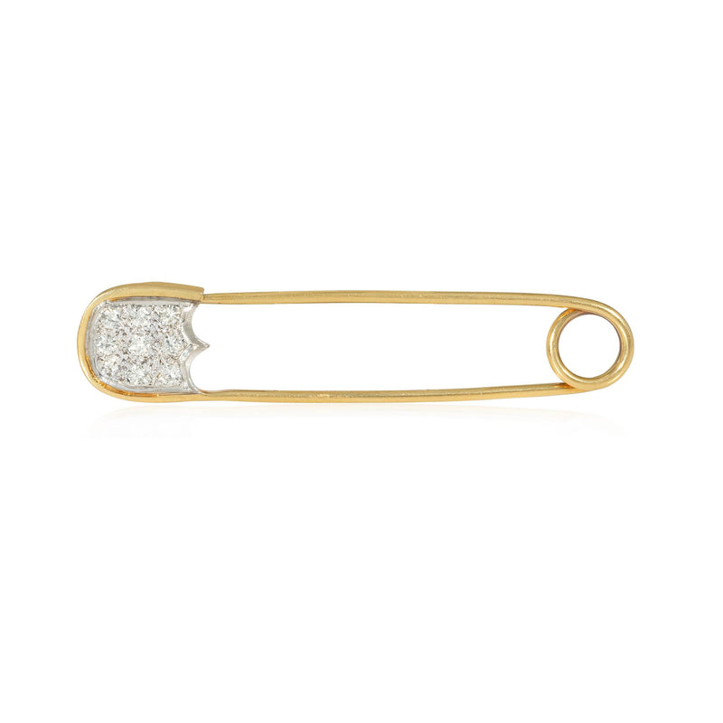 Japanese Gold and diamond safety pin brooch