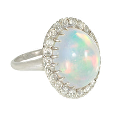 Art Deco jelly opal and diamond ring