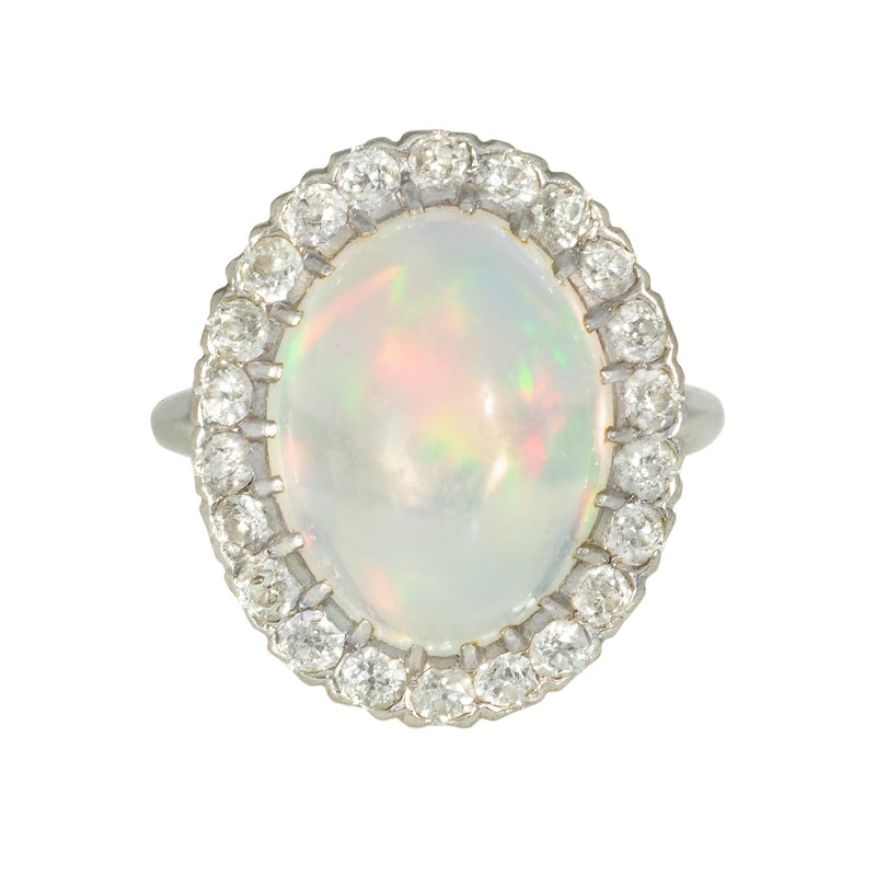 Art Deco jelly opal and diamond ring