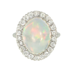 Art Deco jelly opal and diamond ring
