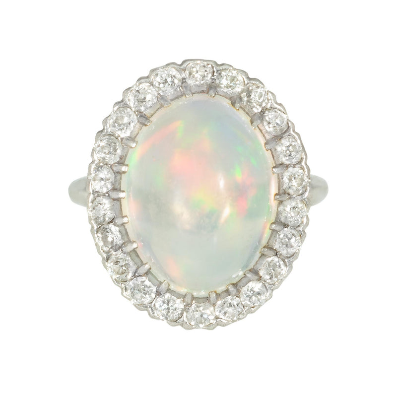 Art Deco jelly opal and diamond ring