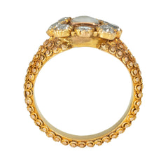Antique diamond and quartz cluster ring