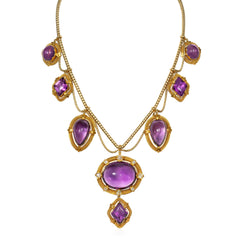 Antique amethyst and diamond swag necklace
