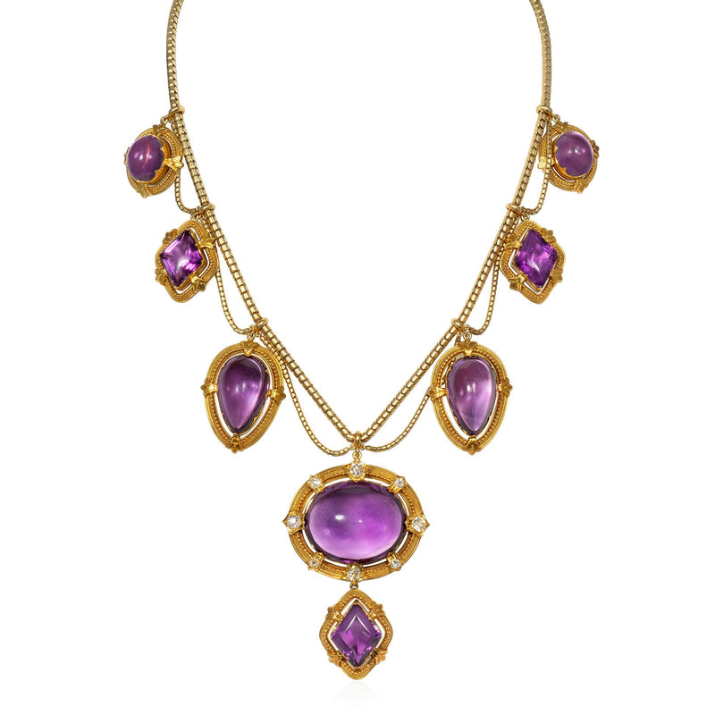 Antique amethyst and diamond swag necklace